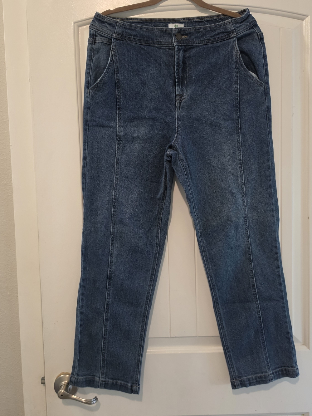 dip Straight Leg Denim Jeans with Front Seams Size 12